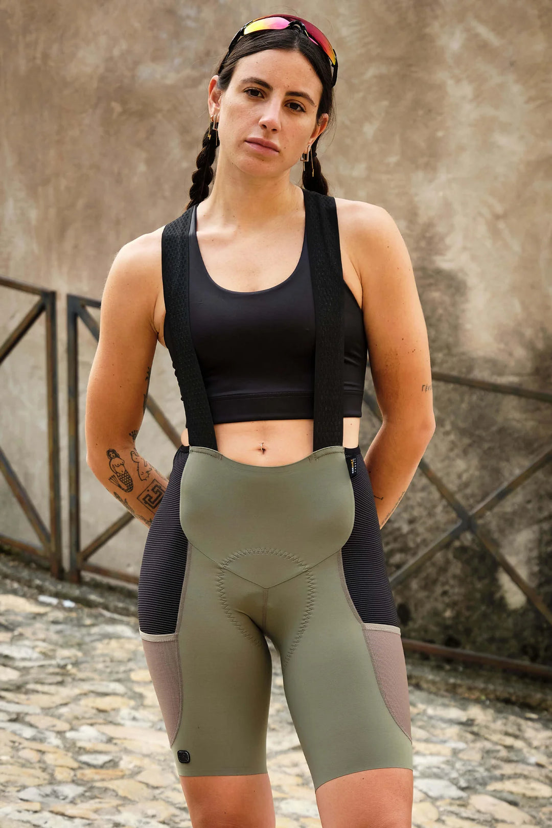 BEYOND GRAVEL CARGO BIBS SHORT - SMOKEY OLIVE