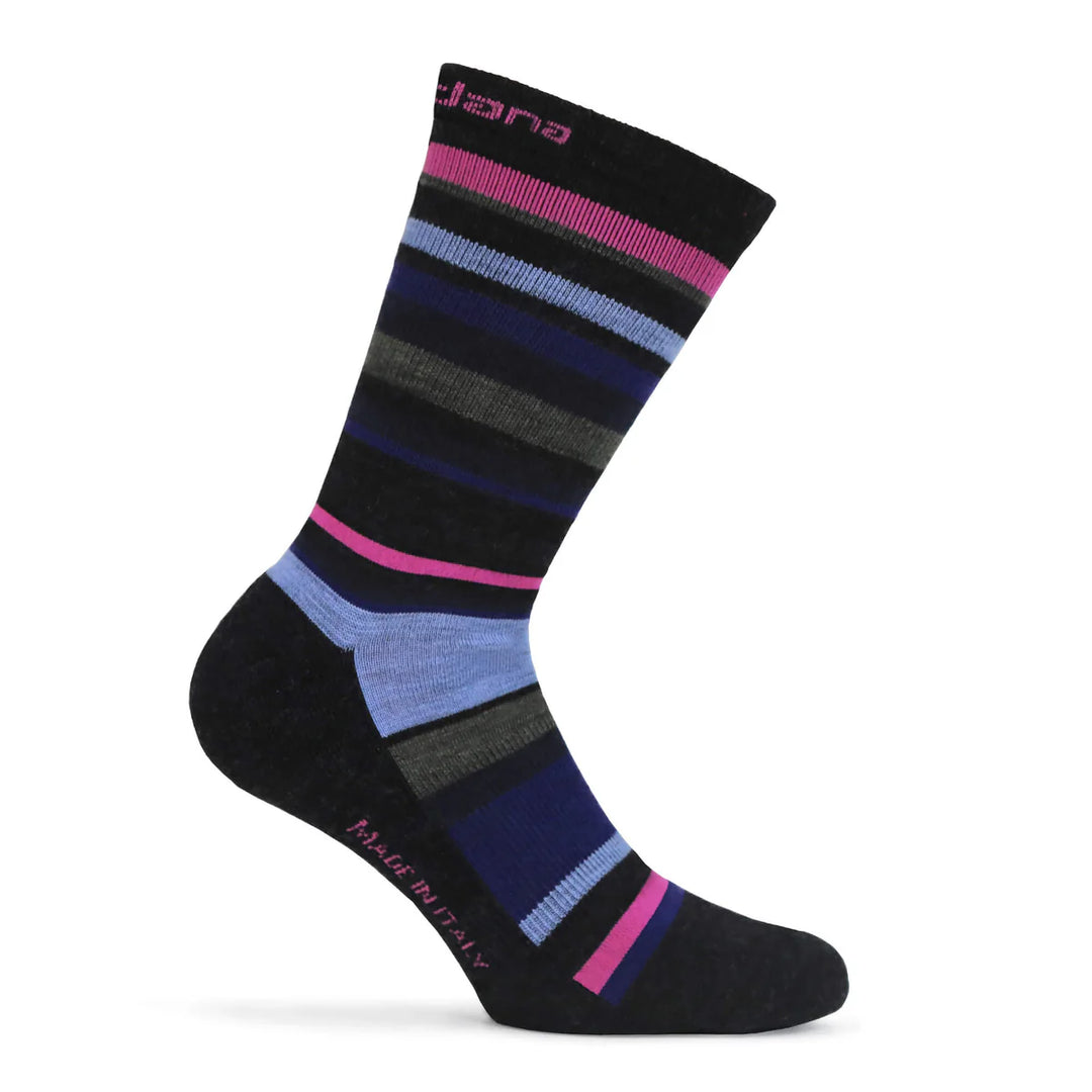 Merino Wool Socks TALL Cuff - STRIPE BLACK