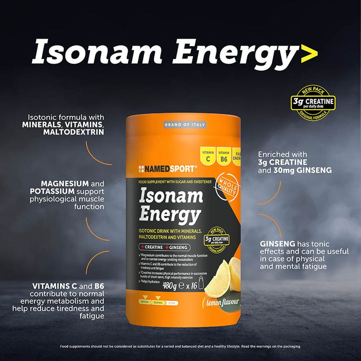 ISONAM ENERGY POWDER -  Single Tub/480g (Orange or Lemon)