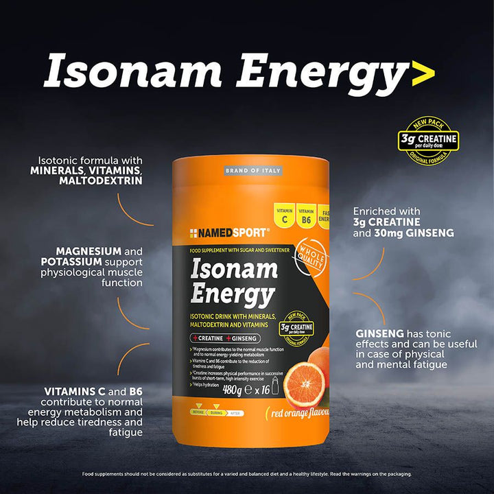 ISONAM ENERGY POWDER -  Single Tub/480g (Orange or Lemon)