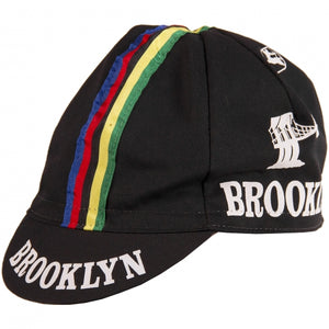 BROOKLYN CYCLING CAP - BLACK w/Stripes