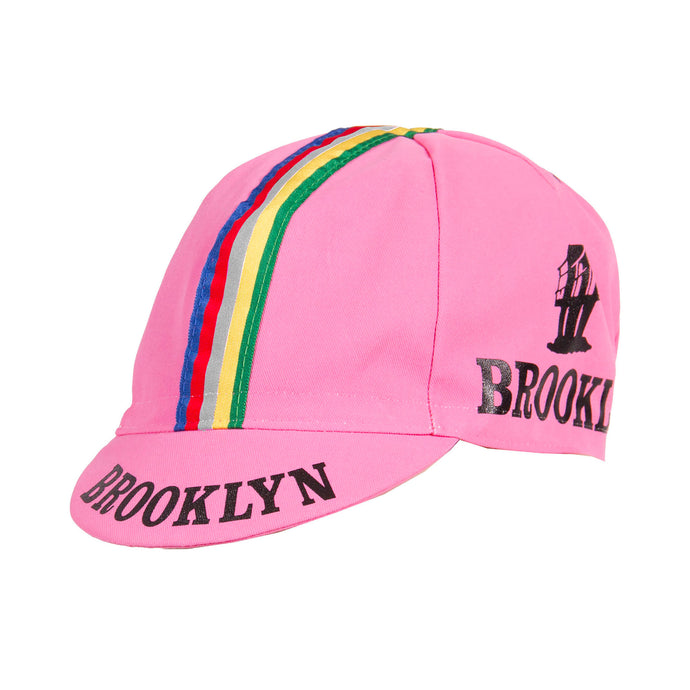 BROOKLYN CYCLING CAP - PINK w/Stripes
